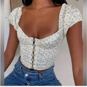 princess polly floral crop top - new, never worn size 8